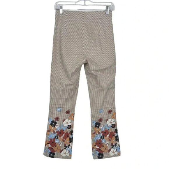 Urban Outfitter BDG Striped Floral Crop Kick Flare High Rise Pants Size 25 - Picture 9 of 11